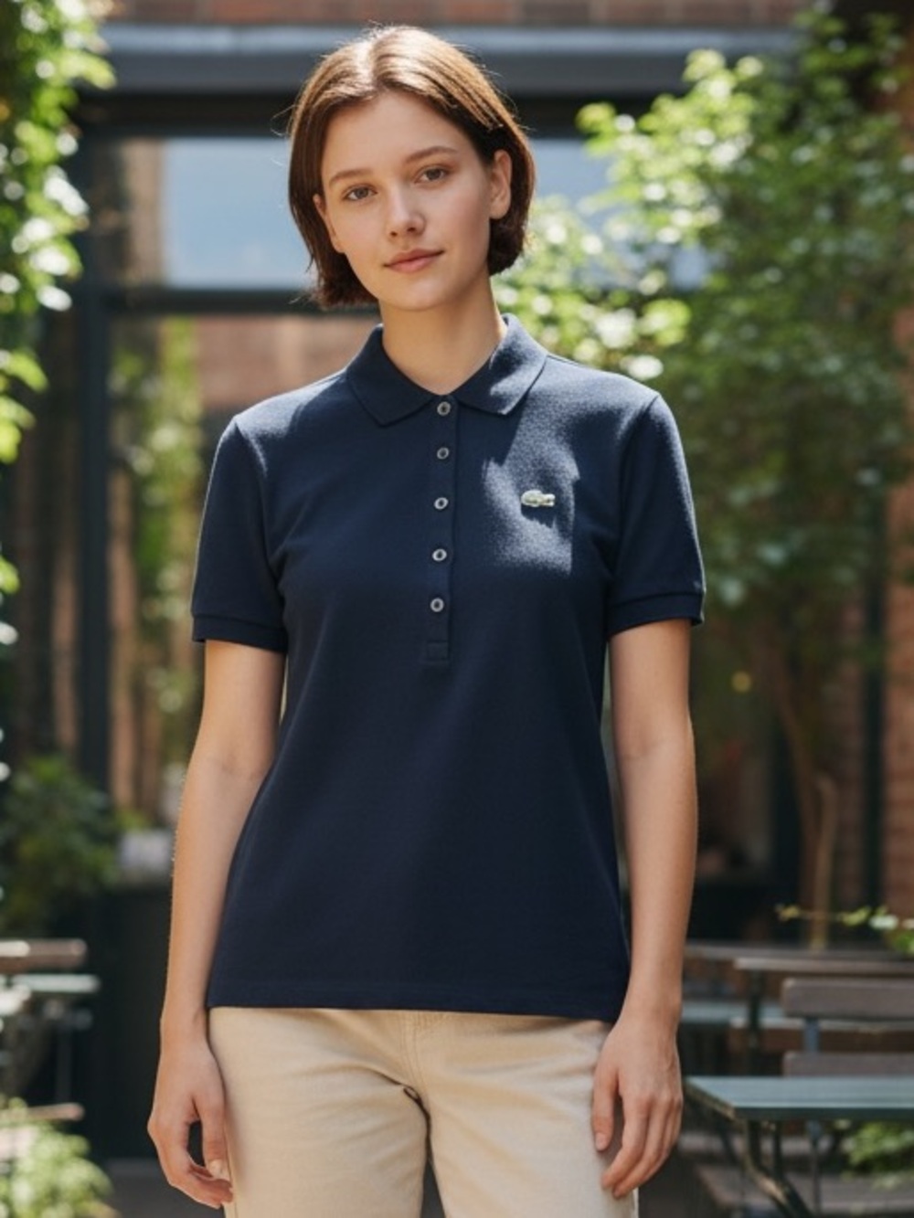 Lacoste Women’s Navy Short Sleeve Polo Shirt Size 34 (US XS/Slim Fit)